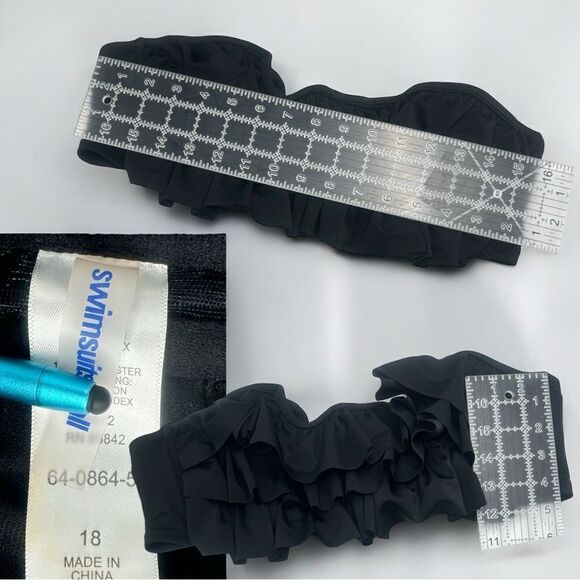 Swimsuits For All l Strapless, Ruffled Bikini Top l Double Hook Back l 18 l EUC - Picture 5 of 9